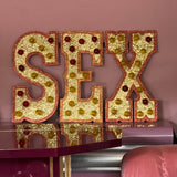 Huge glitter light up SEX sign