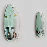 Pair of mint green mirrored glass Fontana Arte wall lights C.1970