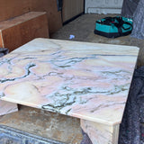 1970s Italian pink & peach marble coffee table
