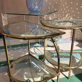 Pair of Italian faux brass bamboo side tables