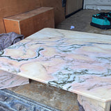 1970s Italian pink & peach marble coffee table