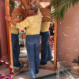 1970s Vivai Del Sud bamboo palm mirrors / folding screen