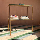 1950s Italian brass shelving unit with bevelled glass