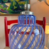 1970s Italian Blue stripe Murano lamp by Venini