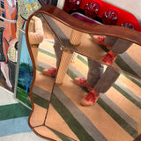 1930s Italian chunky peach wood framed wavy mirror