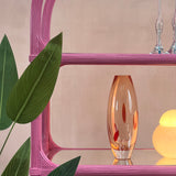 Chunky peach/ orange Murano dotty vase.