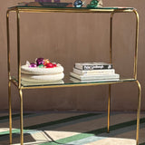 1950s Italian brass shelving unit with bevelled glass