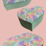 Heart shaped coffee table vintage Sanderson fabric