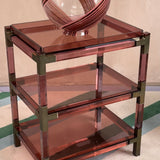 Rare 1960s Italian raspberry peach lucite and brass shelving unit by Sharra Pagano