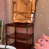 1930s Italian chunky peach wood framed wavy mirror