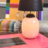 1970s Pink irredentist table lamp by Tomasso Barbi