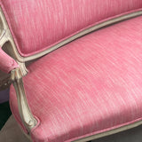 Pink French Louis XVI Style 19th Century Painted Wood Sofa and chairs.