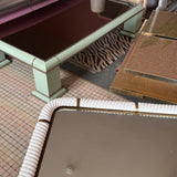 1970s large mint green coffee table by Antonio Pavia. Signed