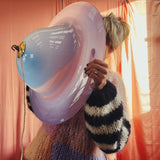 Large chunky Murano pink and blue pendant light C.1970 no