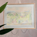 Beautiful neon framed watercolour painting by Belgium artist Renè Mels 1951