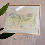 Beautiful neon framed watercolour painting by Belgium artist Renè Mels 1951