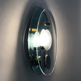 Pair of mint green mirrored glass Fontana Arte wall lights C.1970