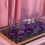 Rare 1970s Gorgeous purple Crystal glass drink set By Ivat. Made In Italy ~ Alexandrite glass