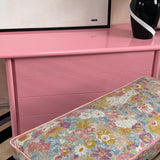 1950s Black Iron upholstered floral bench