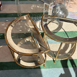 Pair of Italian faux brass bamboo side tables
