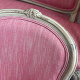 Pink French Louis XVI Style 19th Century Painted Wood Sofa and chairs.