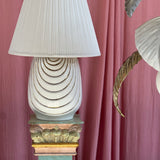 Italian white ceramic lamps with gold leaf detail by G Luce 1970s