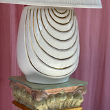 Italian white ceramic lamps with gold leaf detail by G Luce 1970s