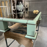 1970s large mint green coffee table by Antonio Pavia. Signed