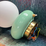 Pair of 1980s Italian ceramic mint green wall lights