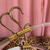 3 italian 1970s lucite and brass dress hangers