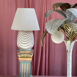 Italian white ceramic lamps with gold leaf detail by G Luce 1970s