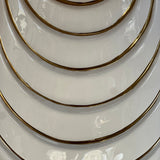 Italian white ceramic lamps with gold leaf detail by G Luce 1970s