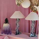 Pair of large Val Saint lambert lilac and turquoise lamps C.1950
