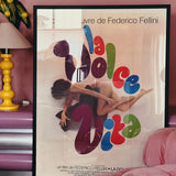 Original 1960s Dolce Vita Federico Fellini French poster.