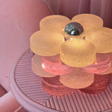 Rare Albano Poli Murano flower table lamp lilac and white C.1970