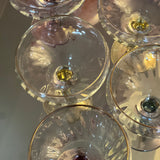 Set of 6 crystal champagne coupes Italian 1970s