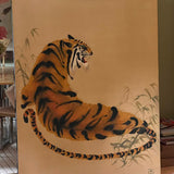1970s large tiger painting signed dated.