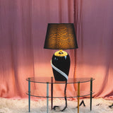 1980s large black and white ribbon Murano glass lamp with original shade.
