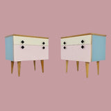 Pair of pastel coloured bedside tables ~ Swedish 1950s