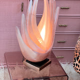 Pink pearly shell lamp by Rougier C.1970