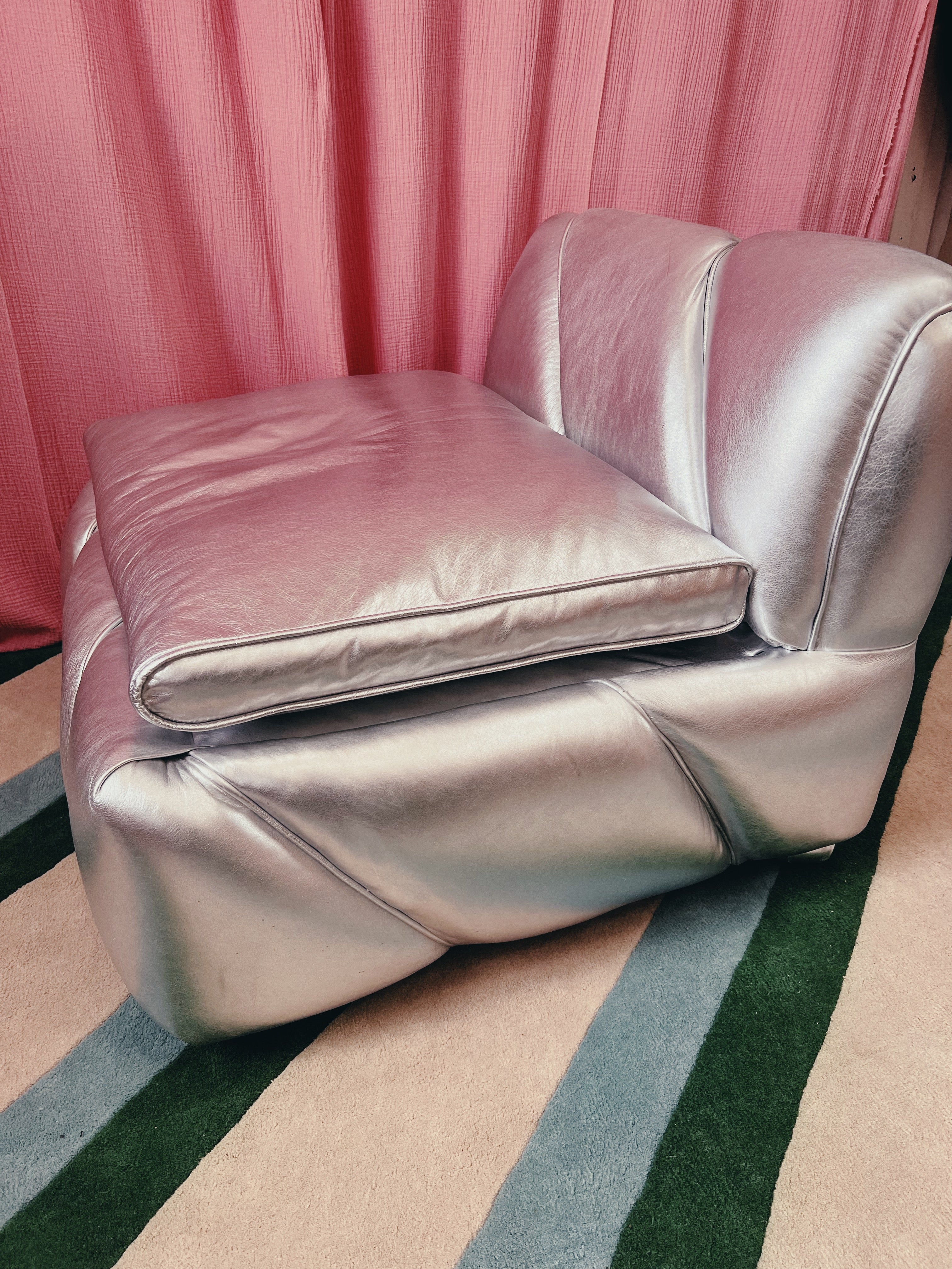 silver leather designer chair