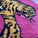 1960s pink tiger print rug ~ 100% wool
