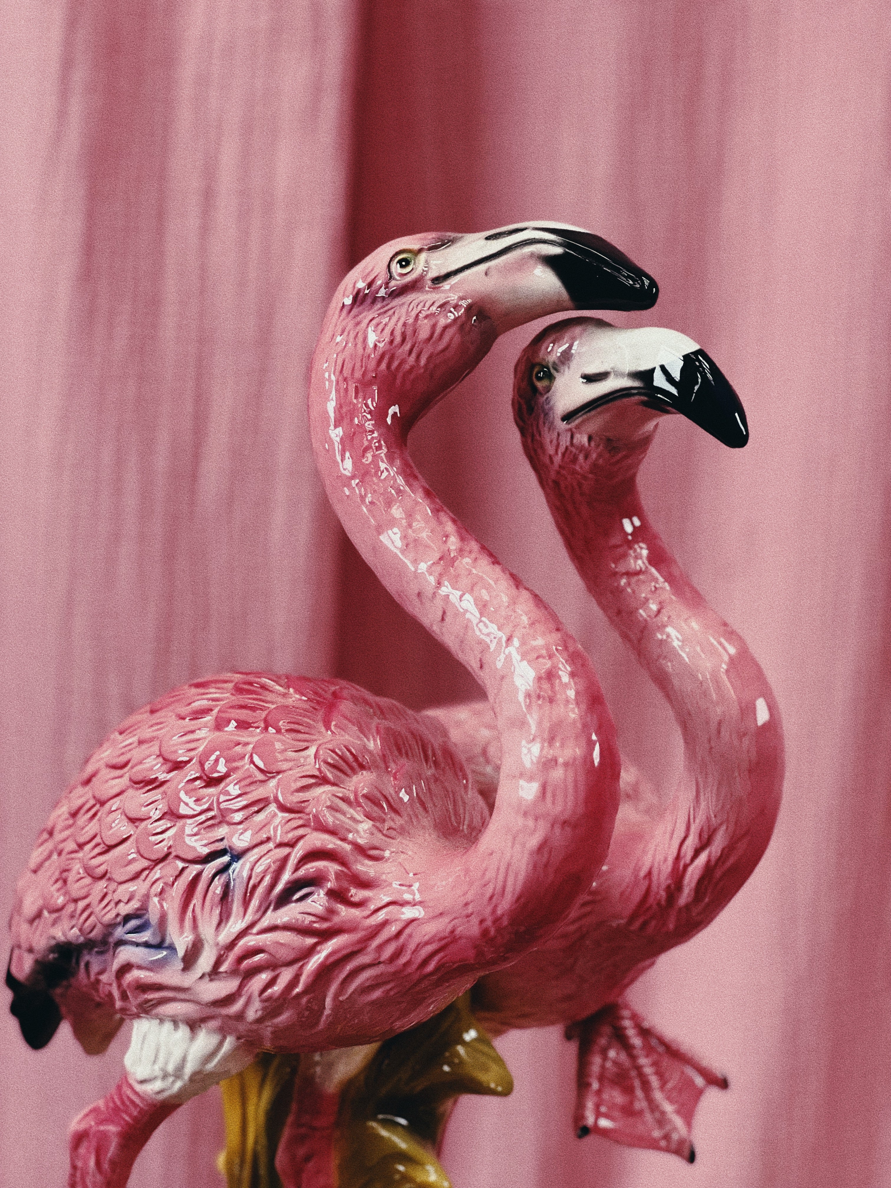vintage ceramic flamingos