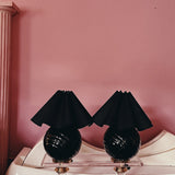Pair of Italian black ceramic sphere lamps C.1980