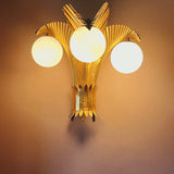 Huge 1970s brass palm wall light