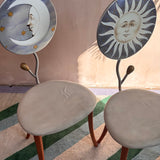 1980s Hand painted Celeste dining chairs. Moon and Sun. Sold separately