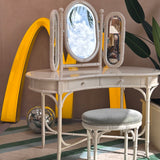 1980s Harrods faux bamboo vanity table beauty desk and stool