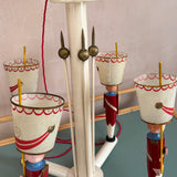 Rare 1950's Jacques Adnet Soldiers by Suzanne Bonnichon wooden chandelier