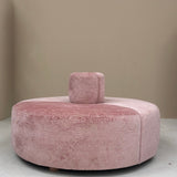 Italian 1970s recovered pink conversation chair in Dedar Darwinista, a metallic jungle velvet