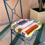 Set of four midcentury blue iron garden chairs